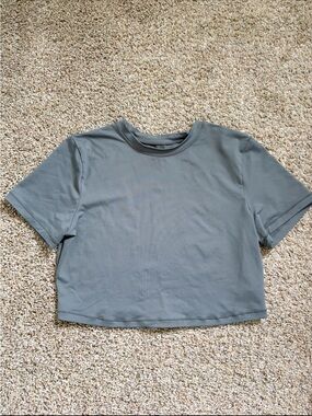 Skims Crop Crewneck T-Shirt in Gray • Size XL